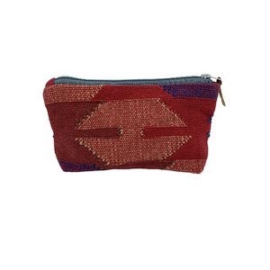 Luna-Leena make-up bag - red - woven Dhaka cotton - handmade in Nepal
