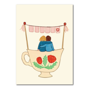 Cozy tea party - dubbele kaart met envelop