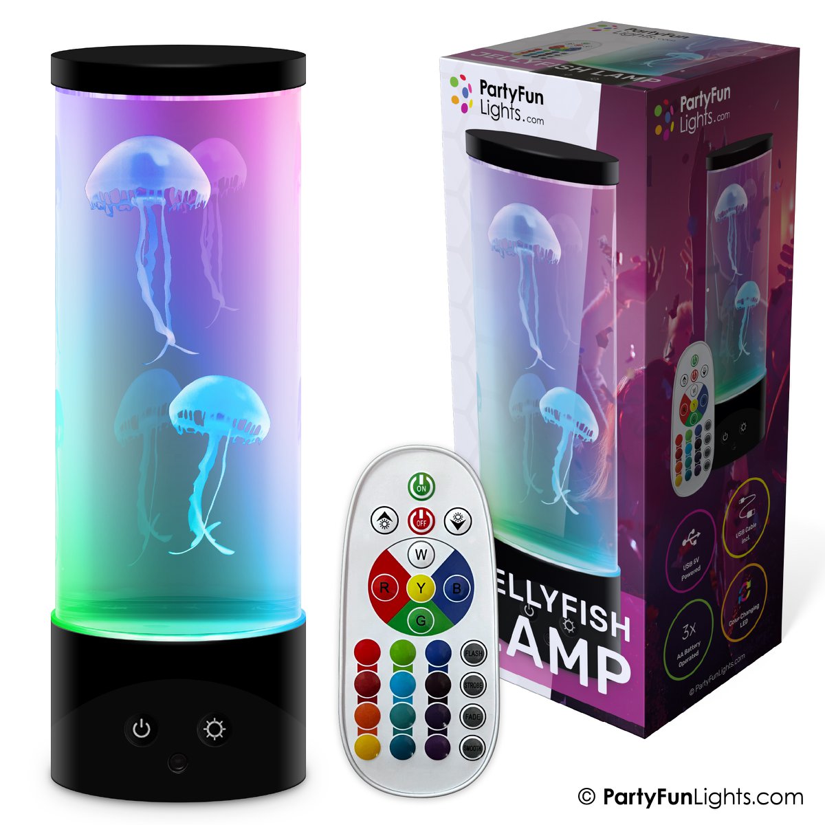 PartyFunLights - Squid lamp - Multi-Color RGB - Works on USB - Batteries