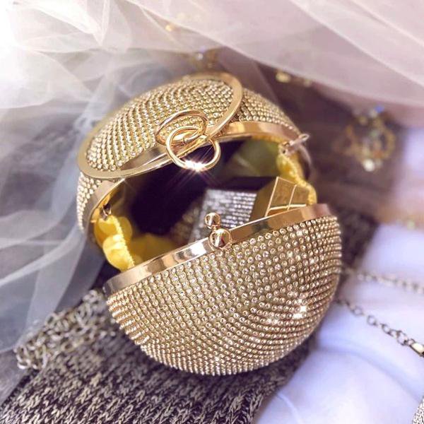 Luxe Ball Clutch-BlingBling Diamonds-Gold & Silver