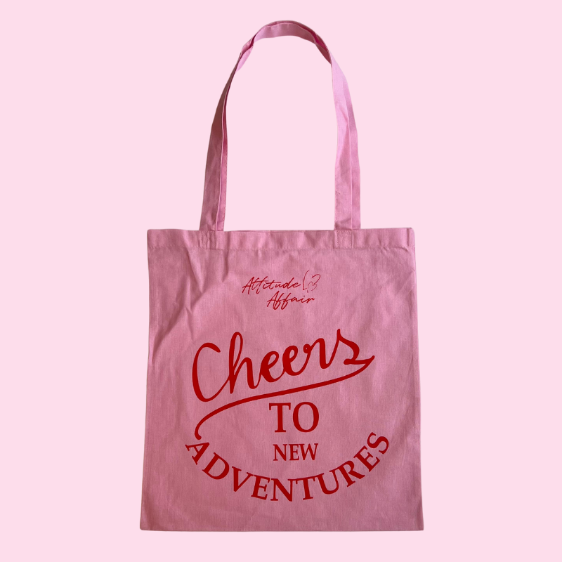 1-STK %23StatementBag Skål for nye eventyr "Message on Bag" stoftaske jutepose indkøbstaske bomuld