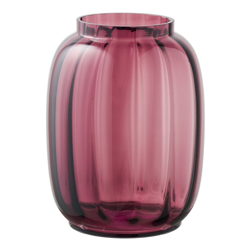 Vaas, mondgeblazen glas, gerookt rood, ø17x21 cm