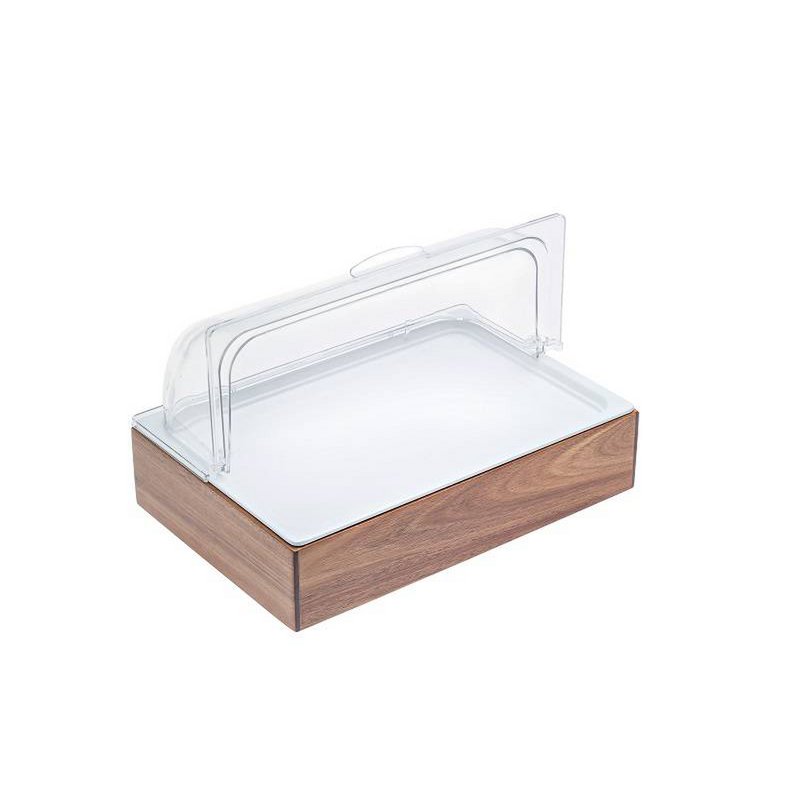 🧊 Ensemble de service avec plateau acacia, bols en mélamine et sacs de refroidissement à la gelée GN 1/1