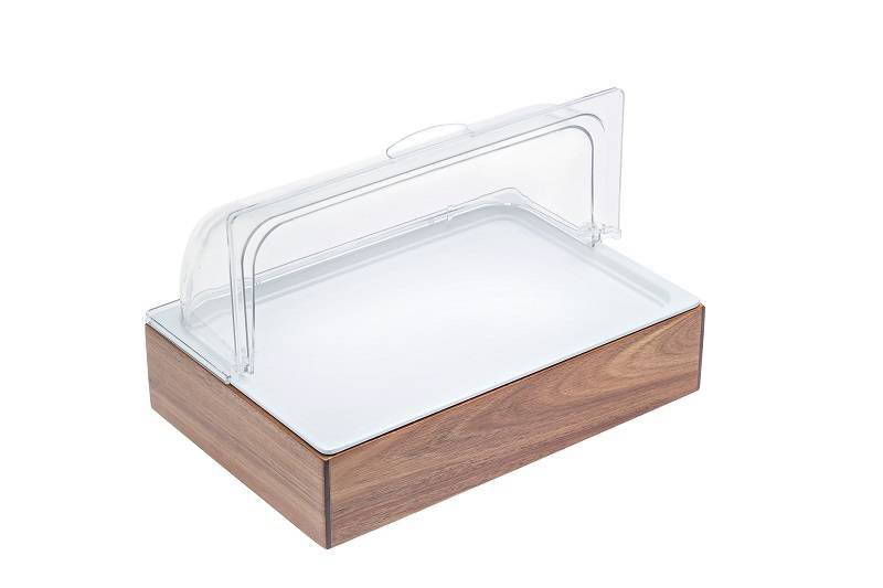🧊 Serveerset met Acacia -dienblad, melamine kommen en jelly koeltassen Gn 1/1