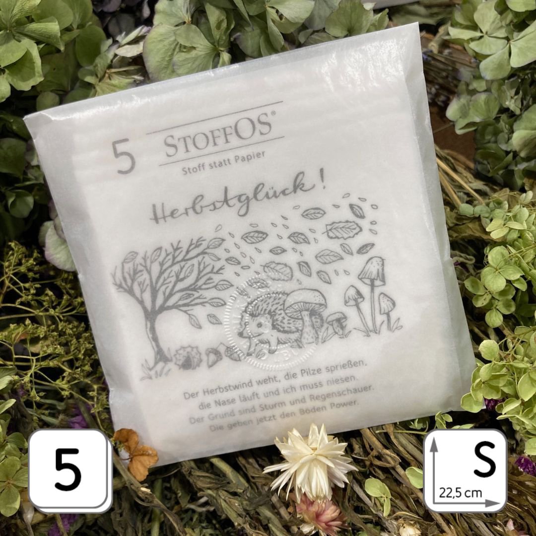 Mouchoirs en tissu, blanc, s du motif d'emballage du bonheur d'automne avec poème