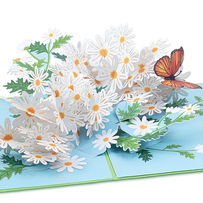 Tarjeta desplegable Margarita con mariposa