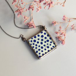 Collana a pois, gioielli divertenti, vetro dipinto a mano