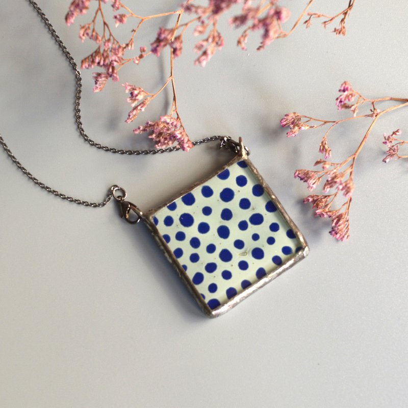 Collana a pois, gioielli divertenti, vetro dipinto a mano