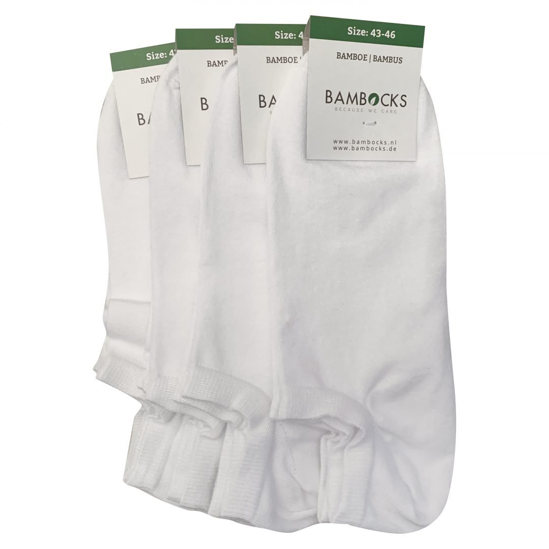 Bambocks Bambus No Show Sneaker Socken 4 Paar Weiß