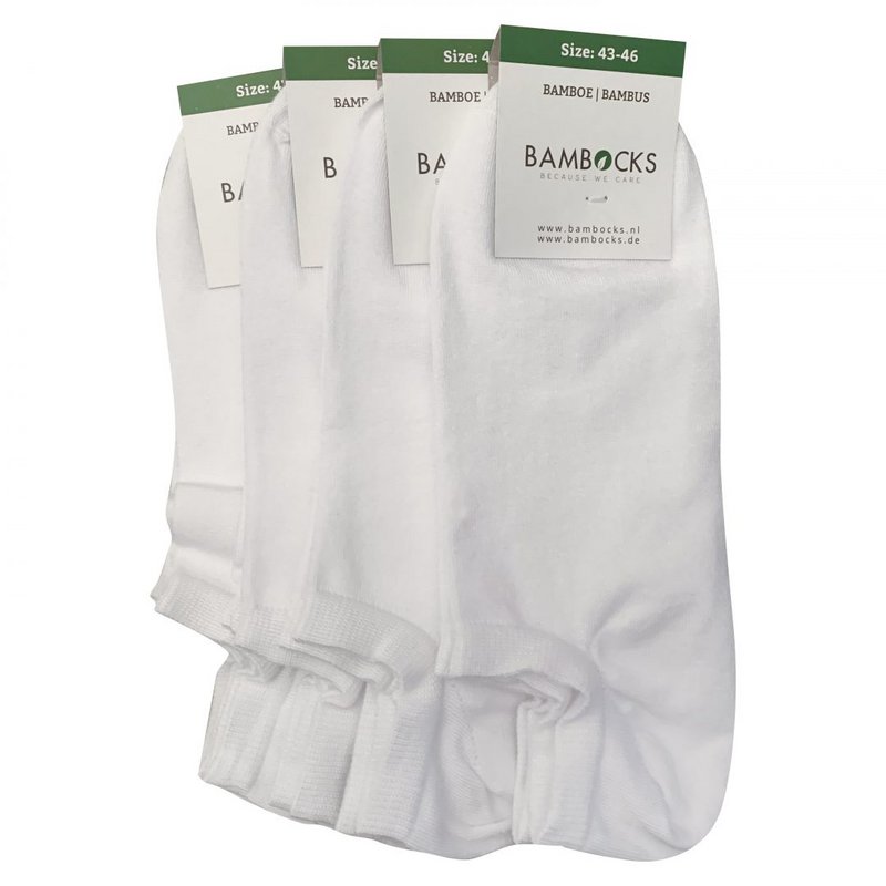 Bambocks Bambus No Show Sneaker Sokker 4 par Hvide