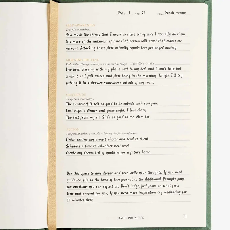 Bemærkninger til Mindfulness Journal, Daily Guided Reflection