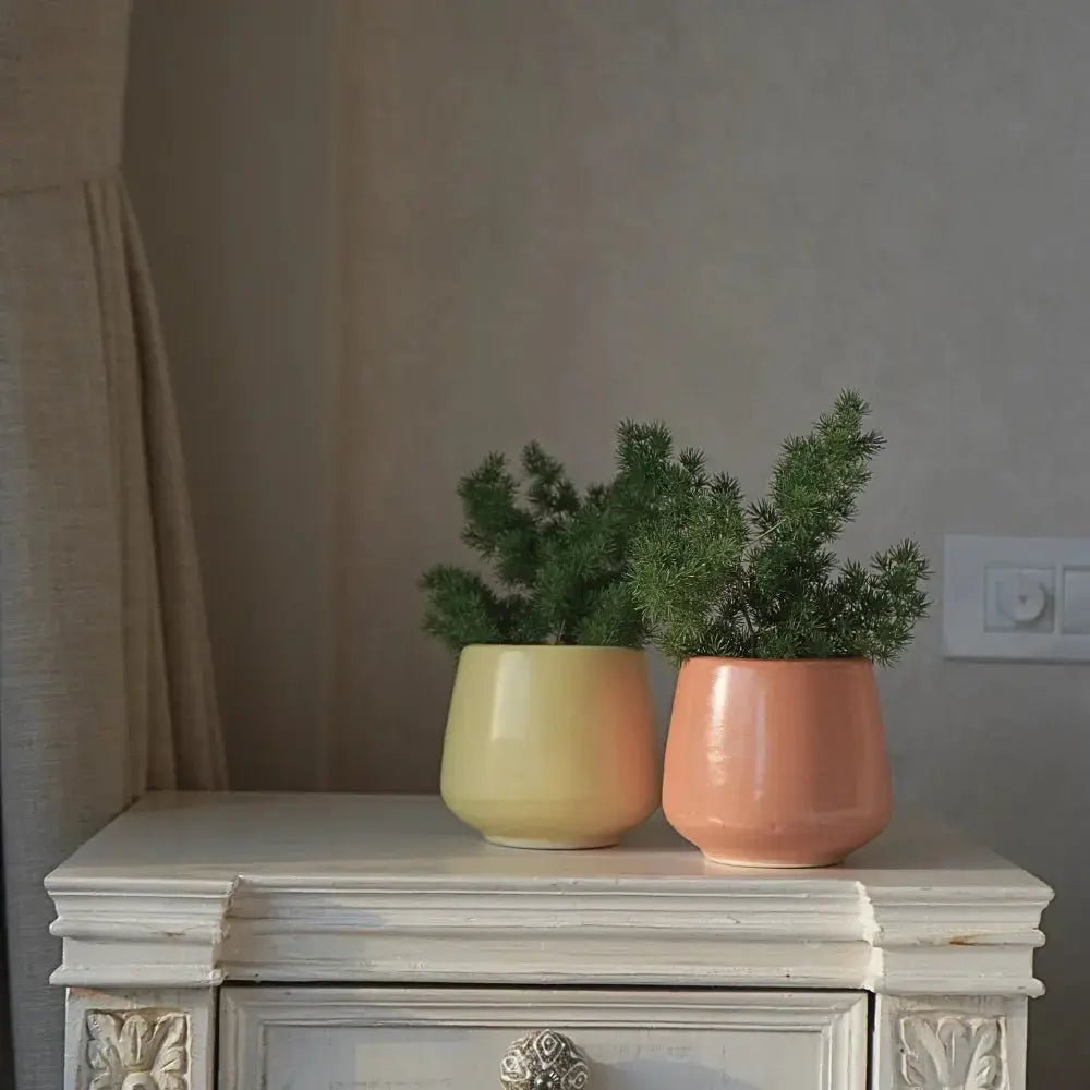 Plant Pot | Stoneware Planter Small Pastel Lemon | Yellow