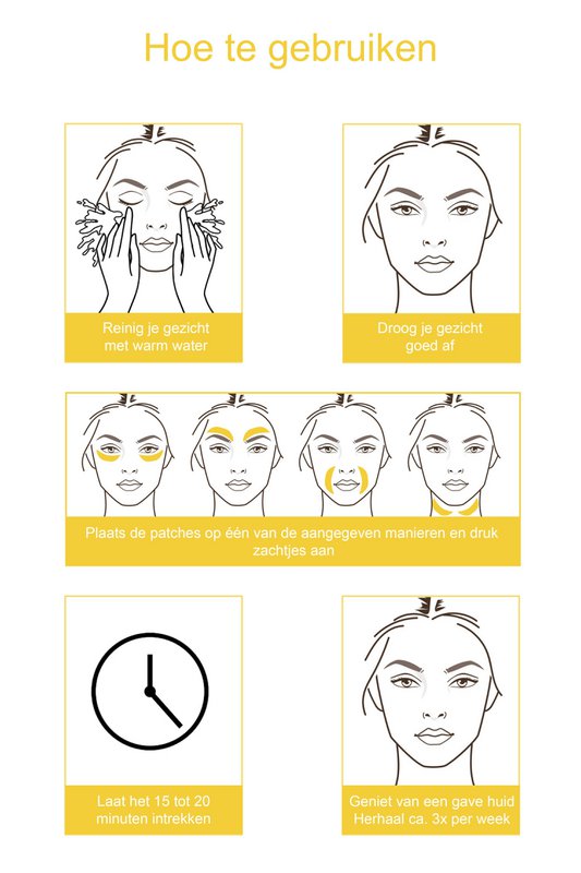 Máscara de ojos de colágeno de oro de 24 quilates 12 pares