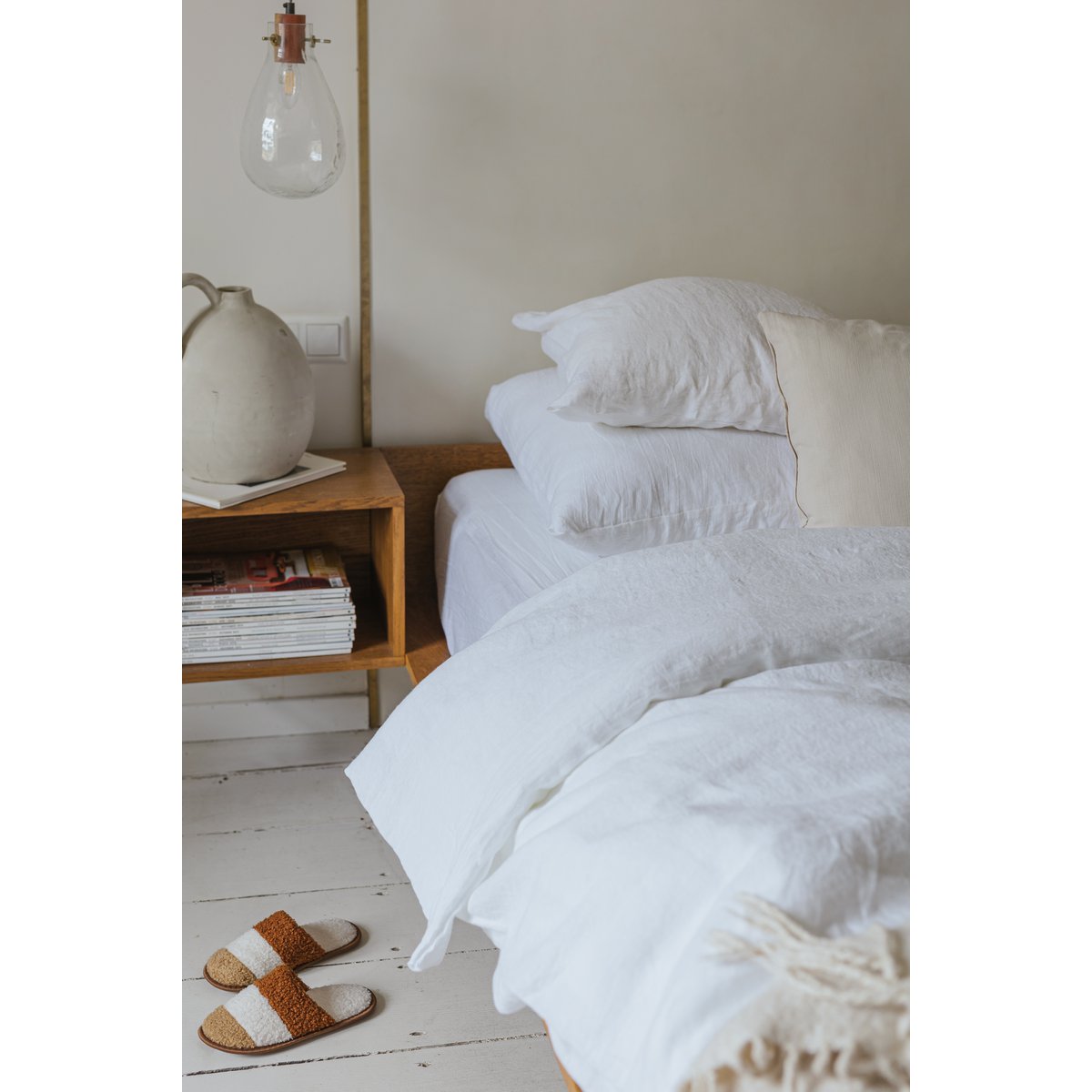 Juego de funda nórdica de lino blanco