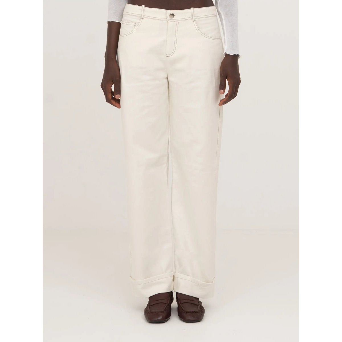 Agenda Cream Denim Trousers
