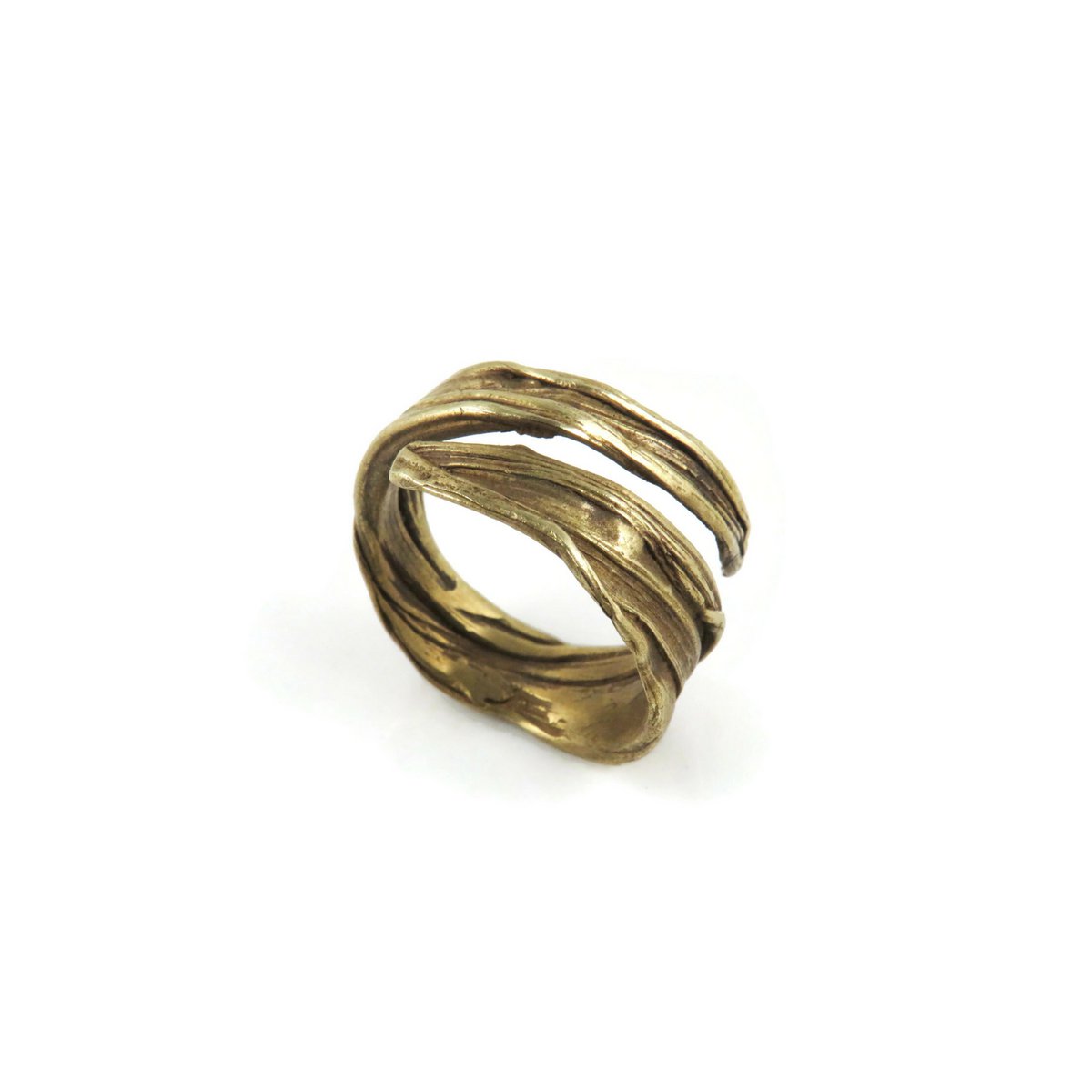 Verstellbarer Ring aus patinierter Bronze – organisch skulptural