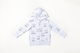 Soft, cozy hoodie for babies featuring an all-over print of Felia the cat in white and milky green colors. Available in sizes 6-12 months, 12-18 months, 18-24 months, 2 years, and 3 years.