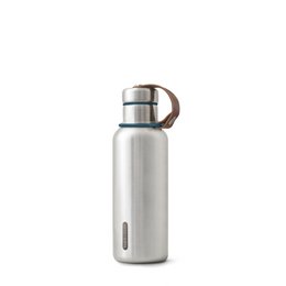 Stainless steel insulated water bottle, 0.5 liter capacity, available in black, orange, blue, and green color variants.