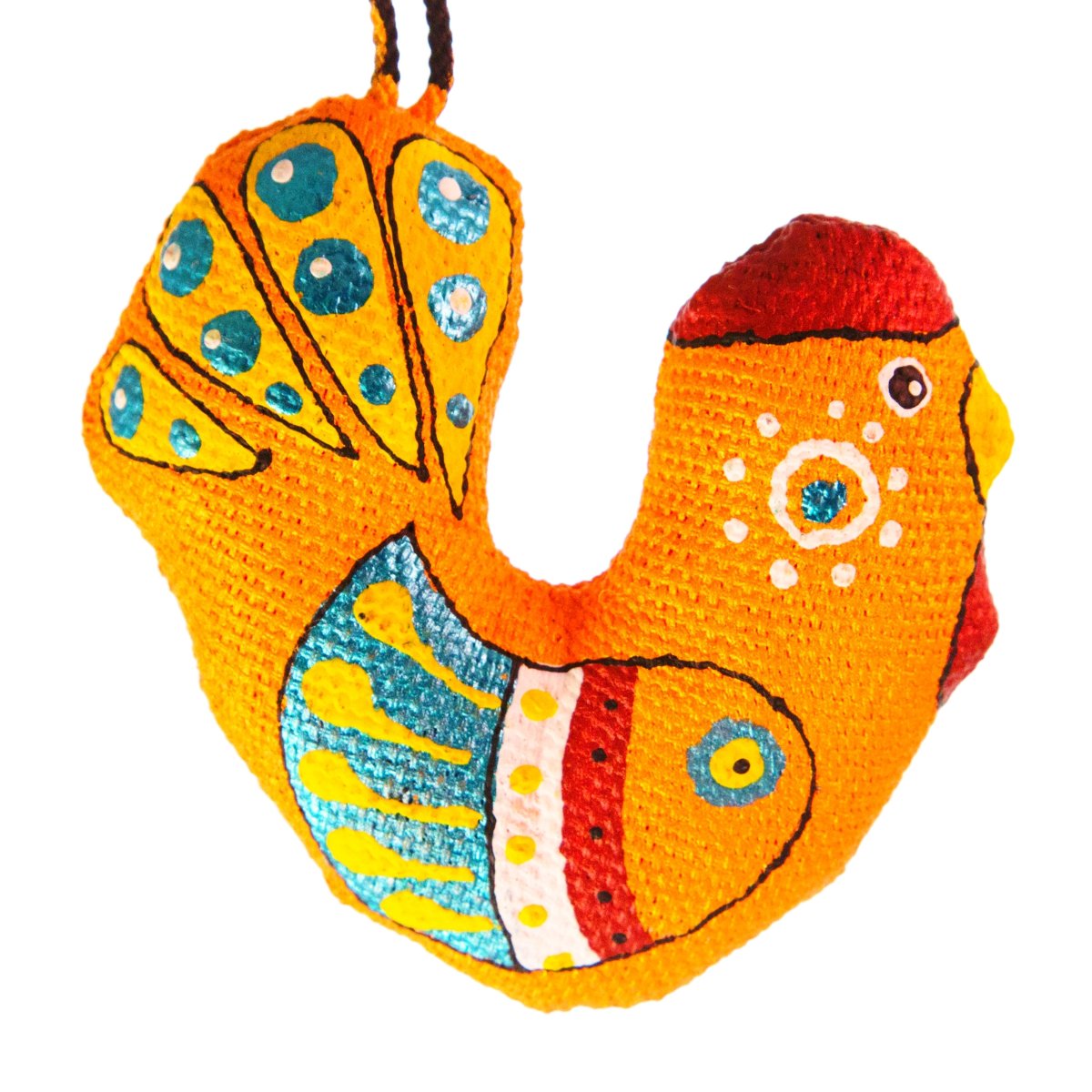 Keychain "Rooster orange" - handmade and hand-painted