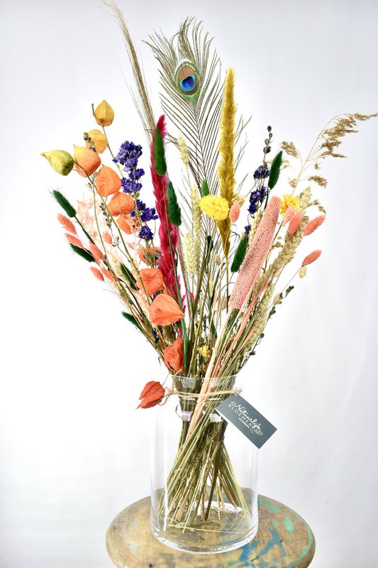 Tørret blomsterbuket - Good Vibes - 70 cm - Naturlige blomster
