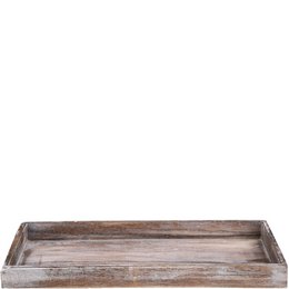 Rectangular wooden serving tray in natural white finish, measures 37cm long and 18cm wide.