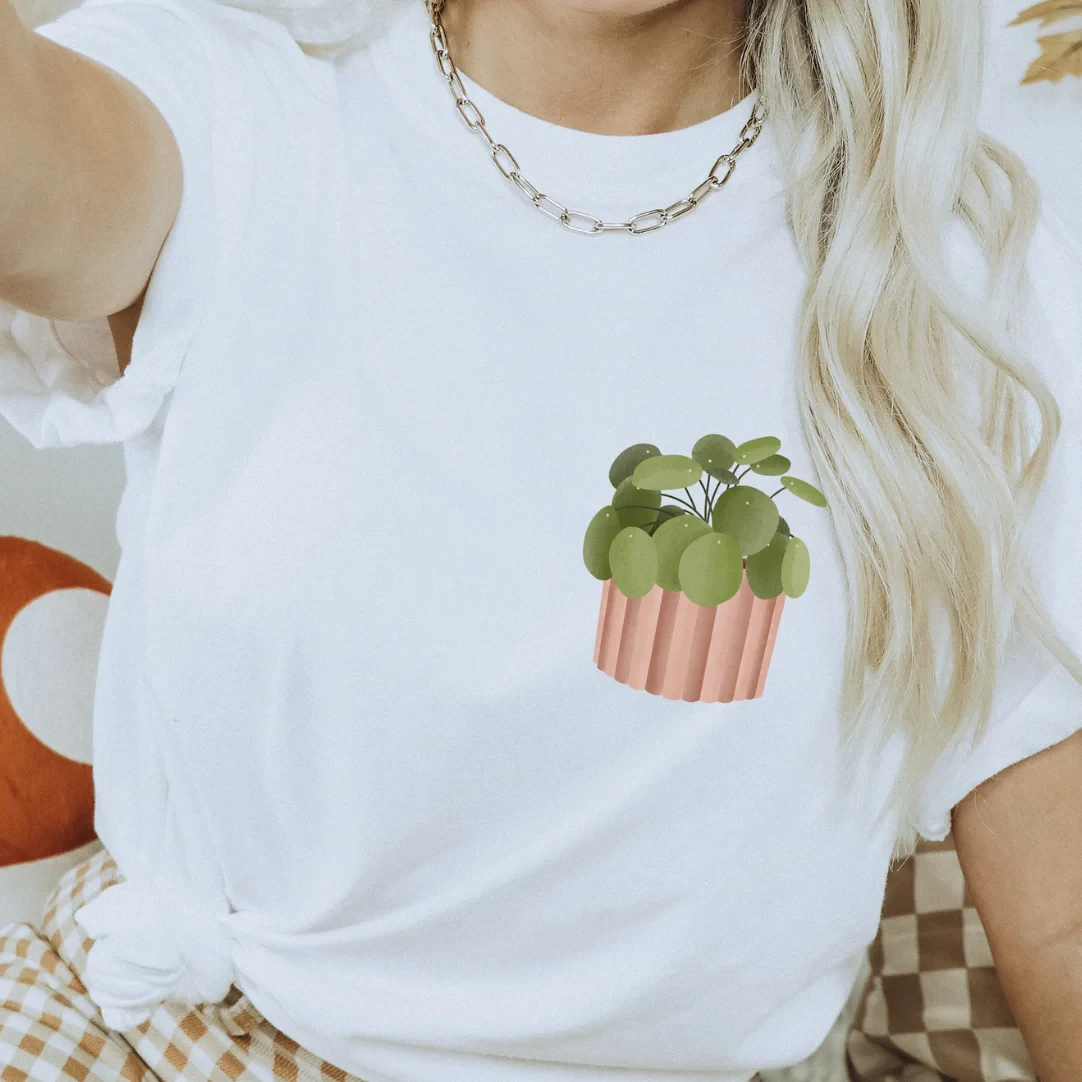 Camiseta Planta Pilea - ALGODÓN ORGÁNICO Planta de interior Camiseta Planta en maceta