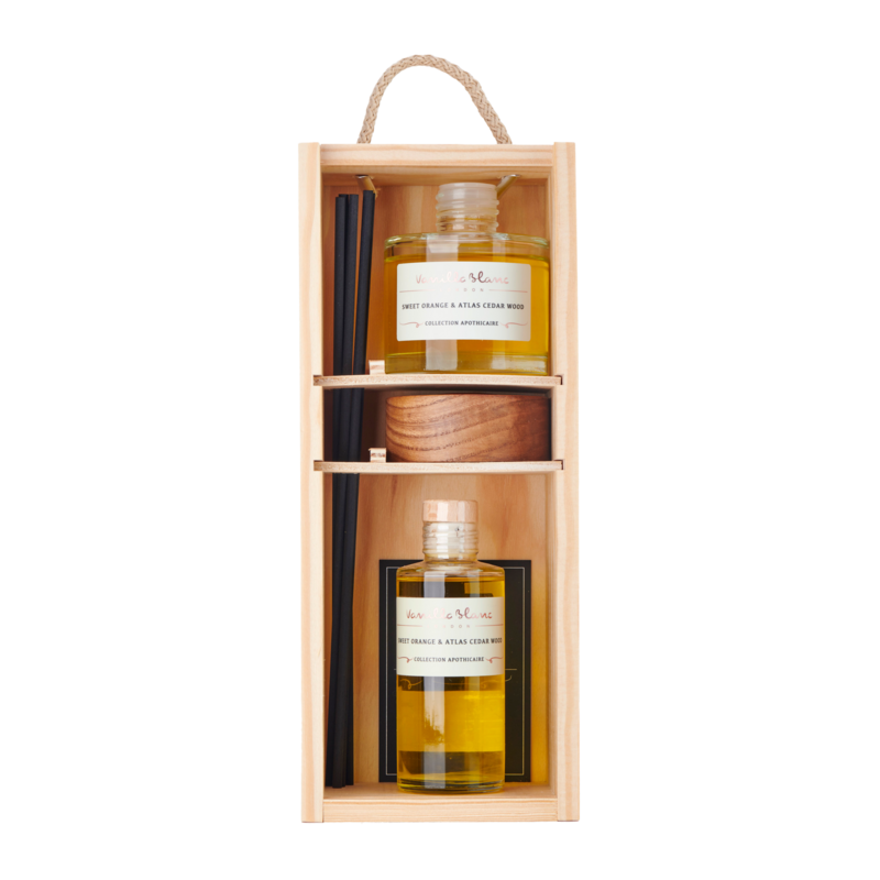 Diffuser & Refill Gavesæt - Sød Orange & Atlas Cedertræ