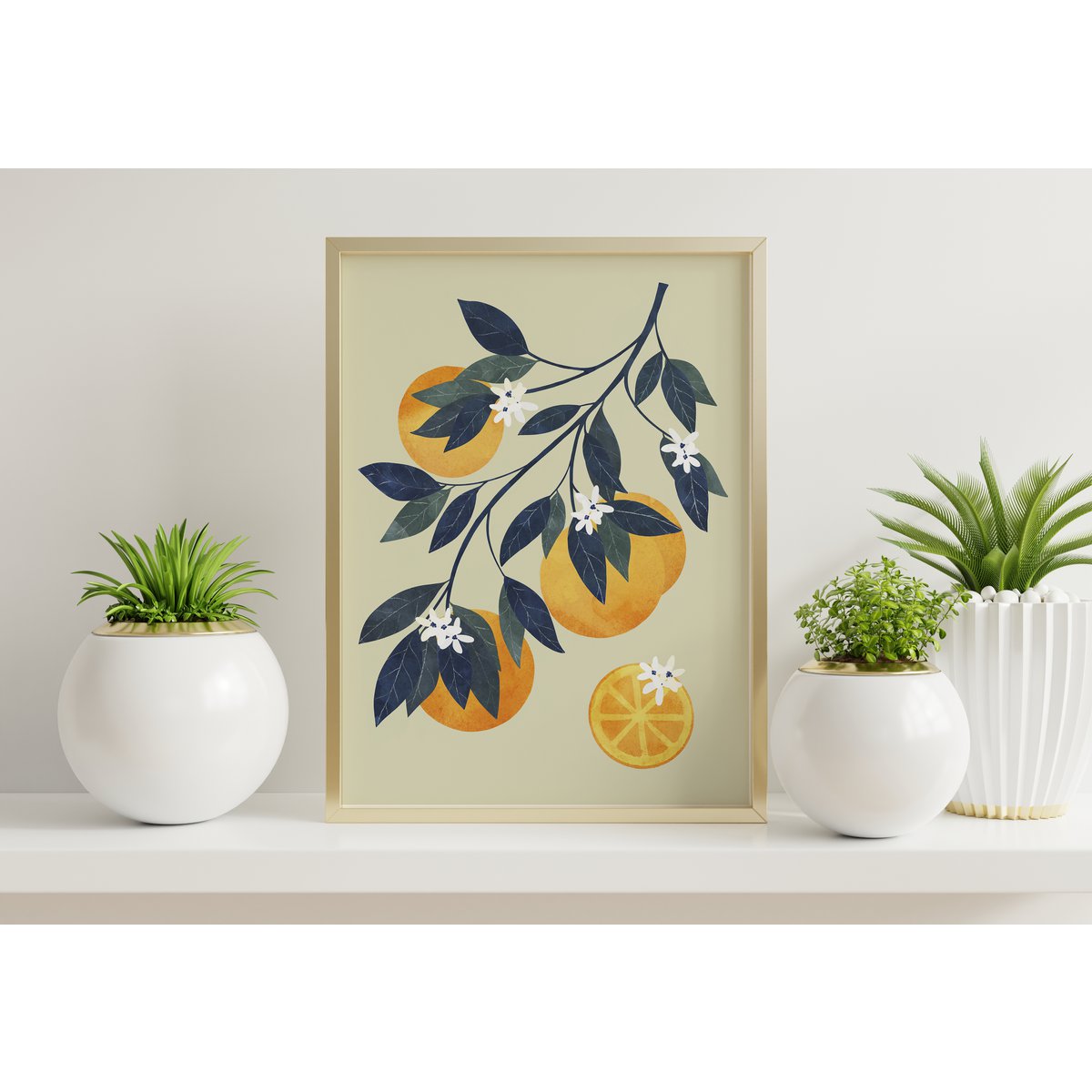 Oranges branch art print