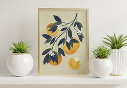 Oranges branch art print