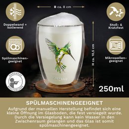 Creano Doppelwand-Teeglas Kolibri 250ml grün Geschenkbox