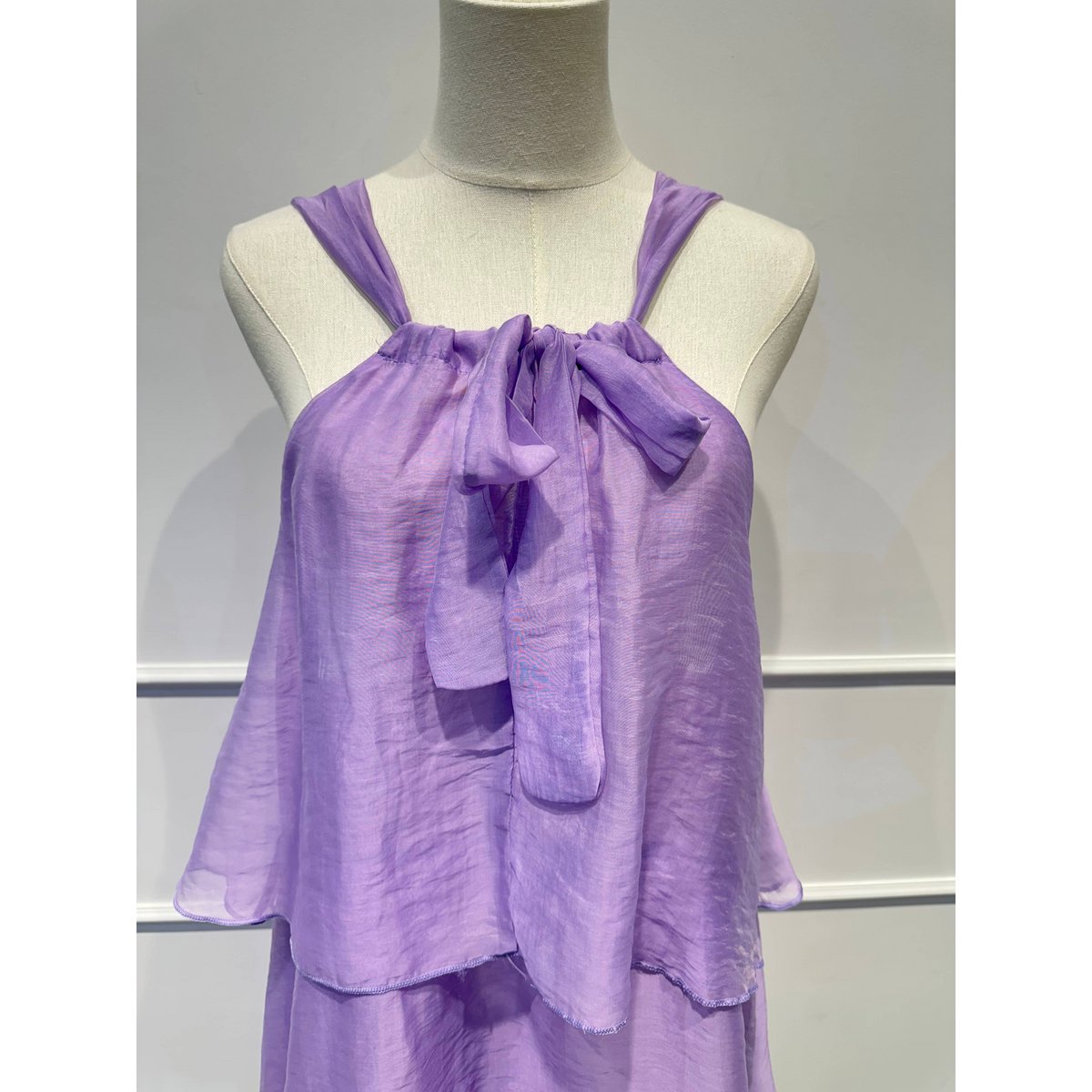 Robe à Volants à Bretelles et Nœud Déco - LYOCELL - 7746