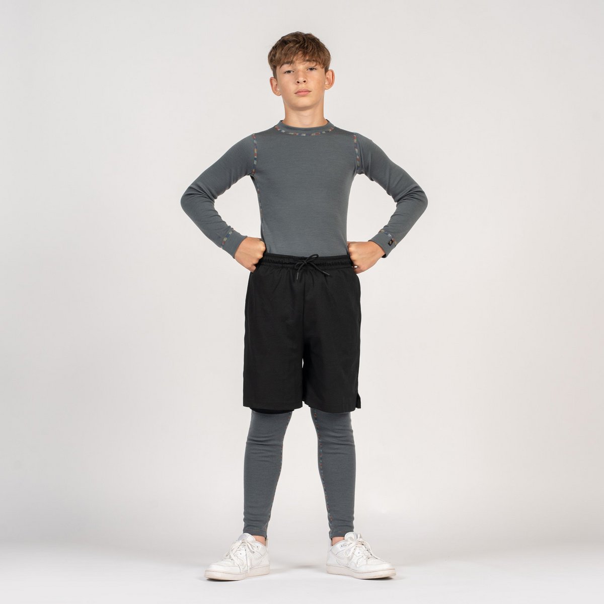 Merino 250-set met lange mouwen voor kinderen Perfect Grey