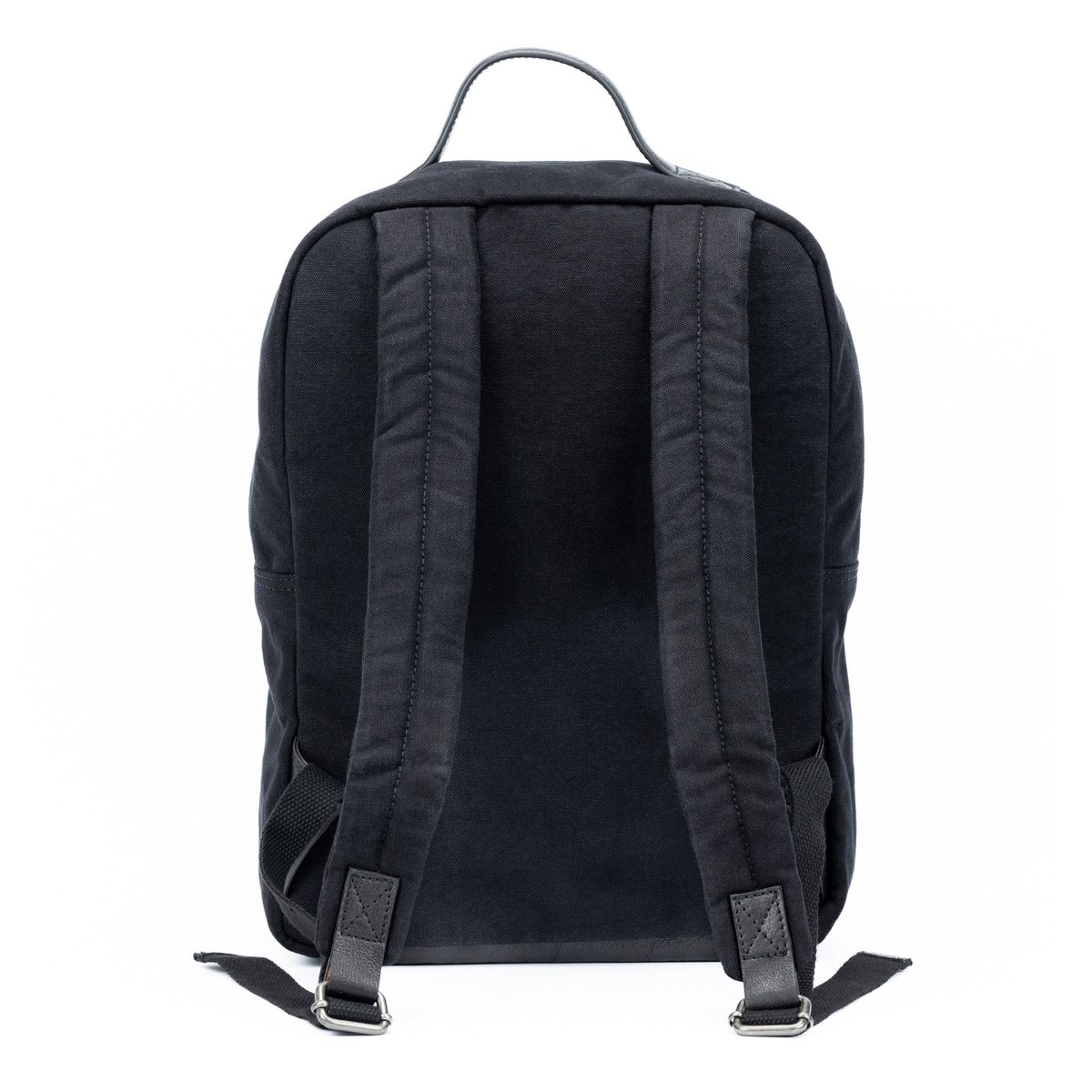 K0023AB | Notebook-Rucksack aus Canvas/echtem Leder, vollnarbig, Schwungrad – Farbe Schwarz. Antik-Nickel-Zubehör, Reißverschluss. Abmessungen: 29 x 40 x 15 cm. Verpackung: TNT-Beutel