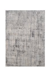 A large, rectangular gray area rug with a subtle, abstract pattern. The rug appears to be made of a soft, plush material and would be suitable for a living room or bedroom.