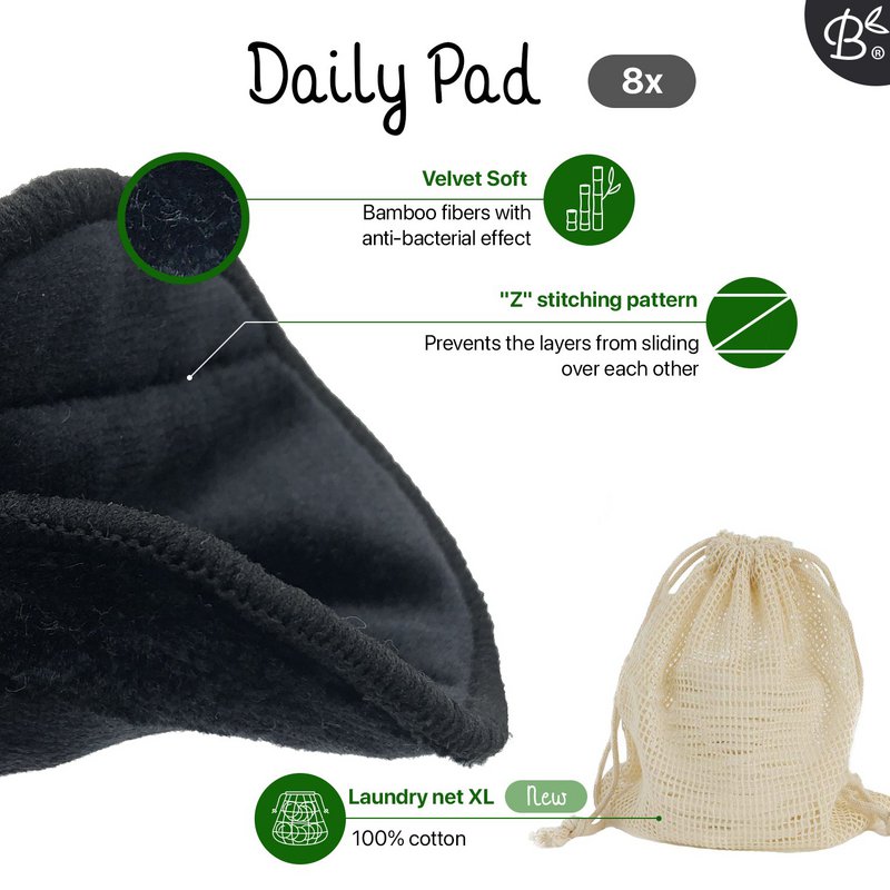 10x Black Reusable Cotton Pads 2-Layers