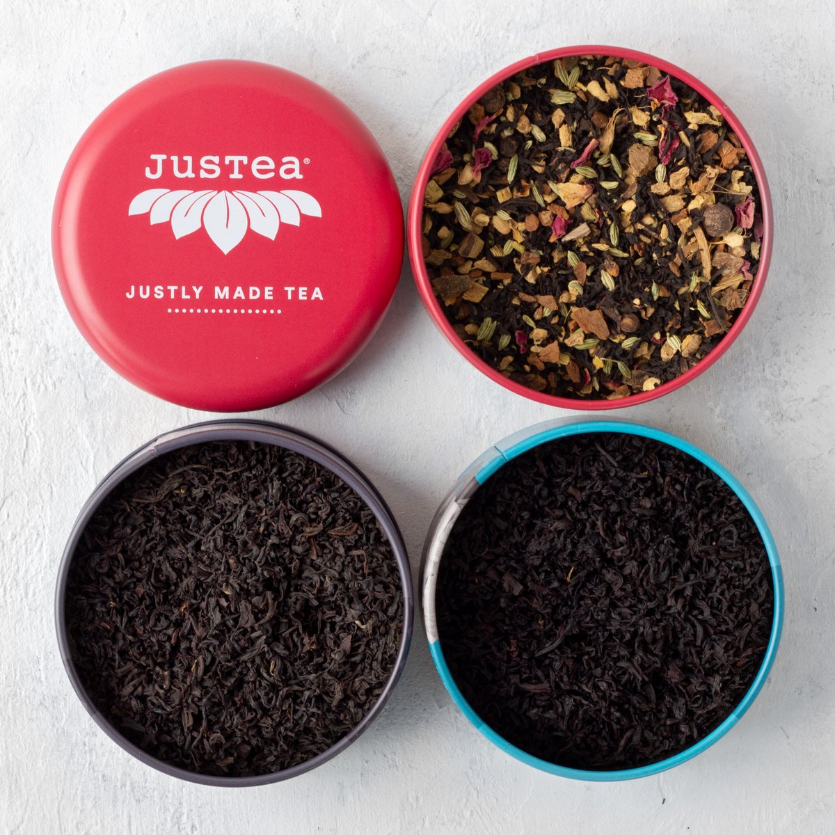 Justea | Trio czarnej herbaty | Sztaplowane Puszki Herbaty | Herbata sypana | organiczne | sprawiedliwy handel