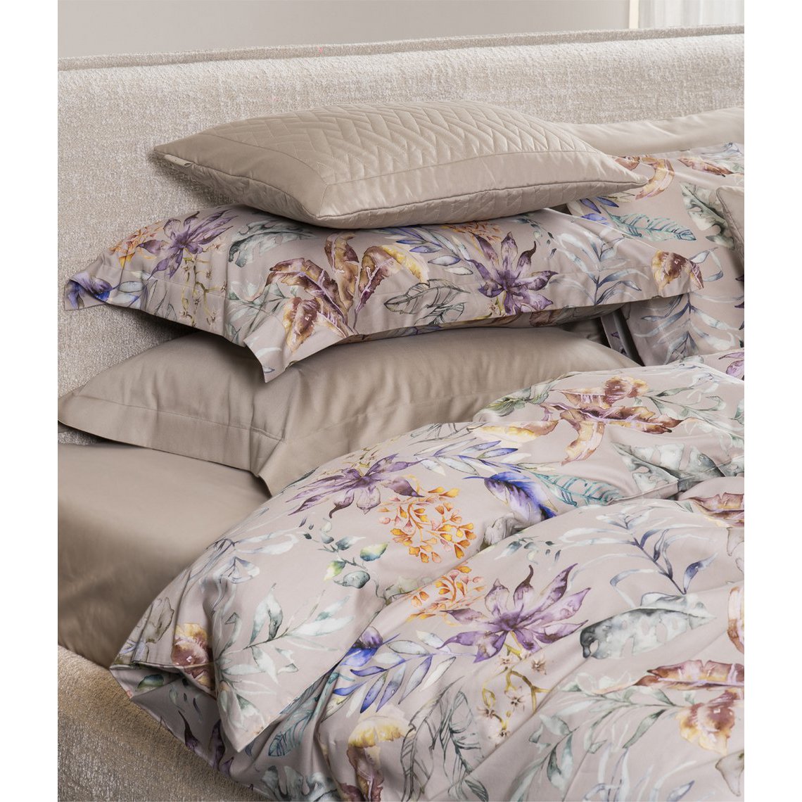 Satin sengetøj sæt Flora Costera Almond