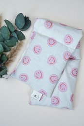 Katoenen warmtekussen gevuld met biologische spelt Smiley Pink