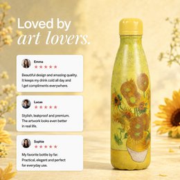 IZY Thermos Bottle - Sunflowers - Van Gogh - 500ML To-Go Insulated Water Bottles