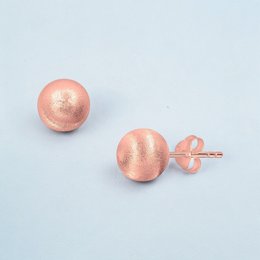 Matte Classic 6 mm Ball Stud Earrings - 18K Rose Gold Plated, 925 Sterling Silver - OHR925-157