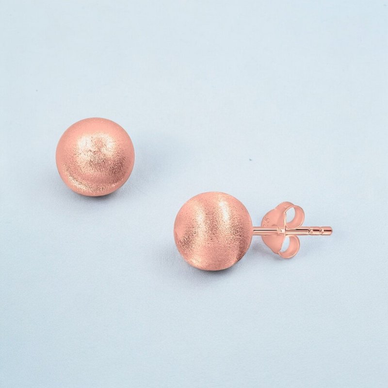 Matte Classic 6 mm Ball Stud Earrings - 18K Rose Gold Plated, 925 Sterling Silver - OHR925-157
