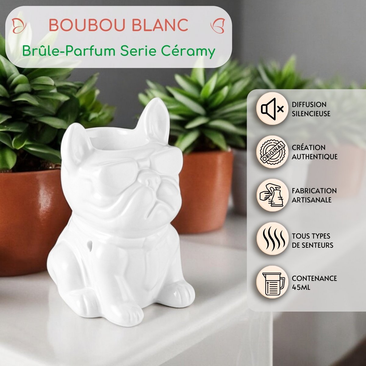Burning Céramy Boubou White Phaureement - lakierowana ceramiczna świeca - woski pachnące dyfuzyjne, olejki eteryczne - wystrój pomysłu na prezent