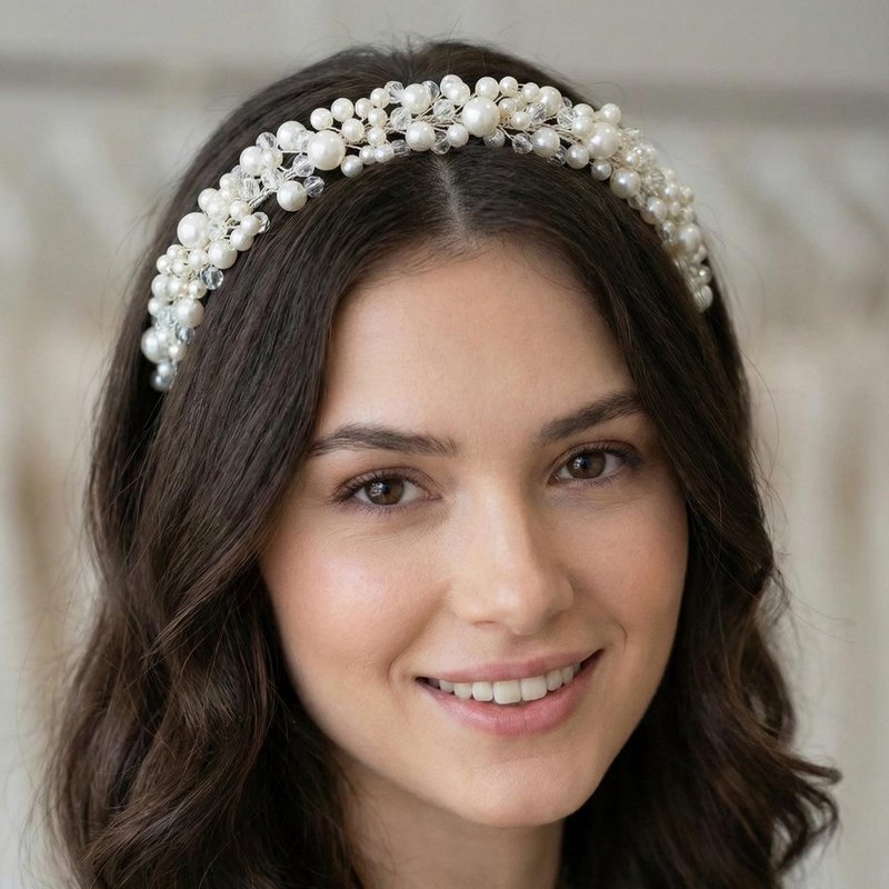 Pearl crystal tiara for elegant bridal hairstyles