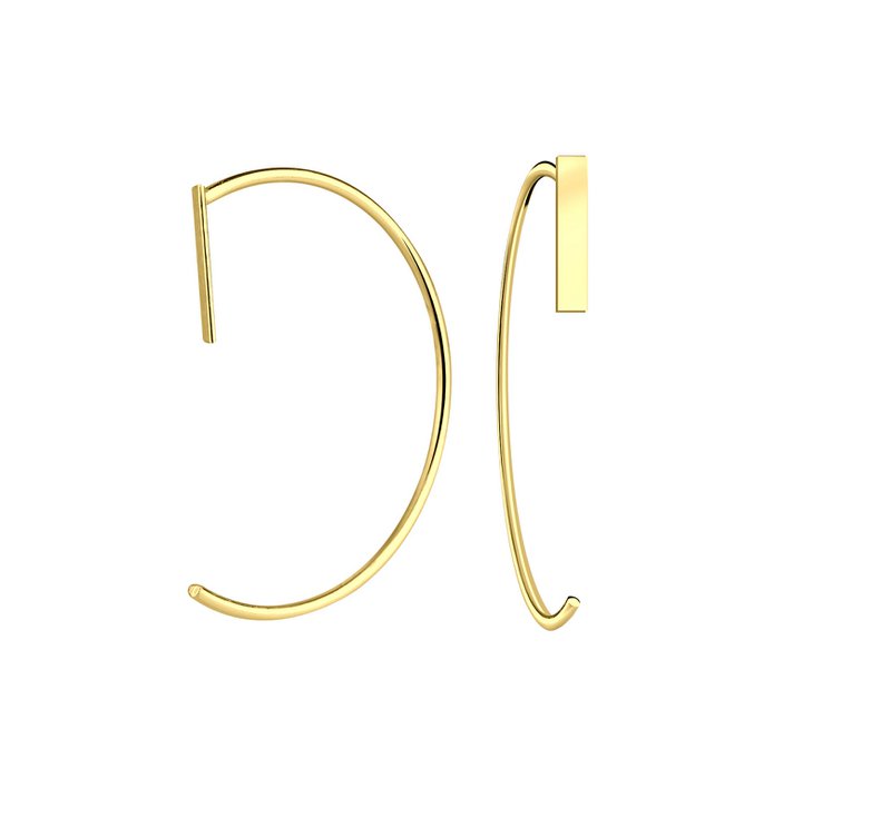 Puristic hoop earring with bar made of 925 sterling silver - gold