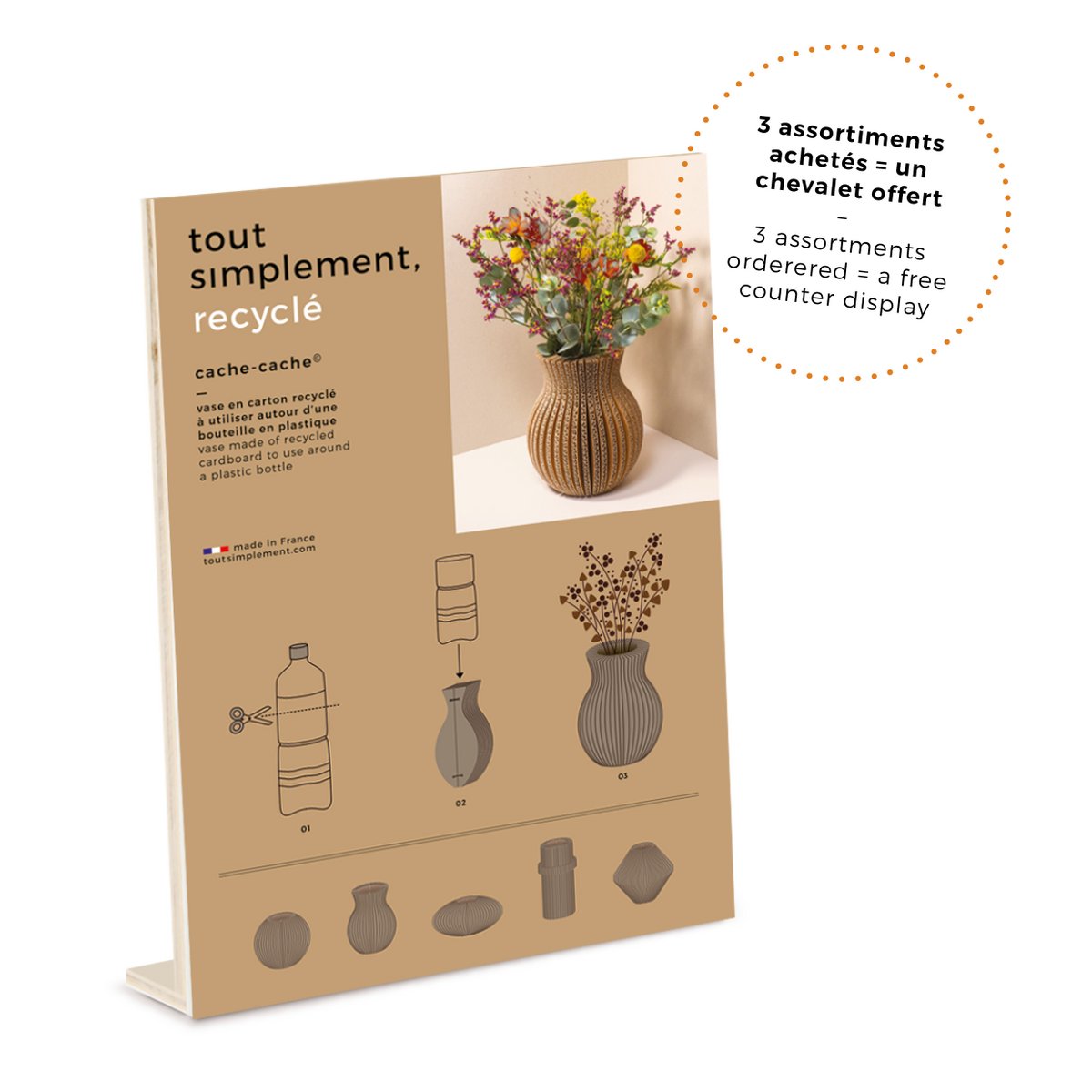 Sortiment af 5 "Cache-Cache" foldbare papvaser