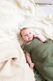 Babyschlafsack aus Leinen mit Rüschen, Babyschlafsack mit Rüschen Sommer 1 TOG, 1,5 TOG, 2,5 TOG