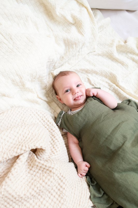 Babyschlafsack aus Leinen mit Rüschen, Babyschlafsack mit Rüschen Sommer 1 TOG, 1,5 TOG, 2,5 TOG