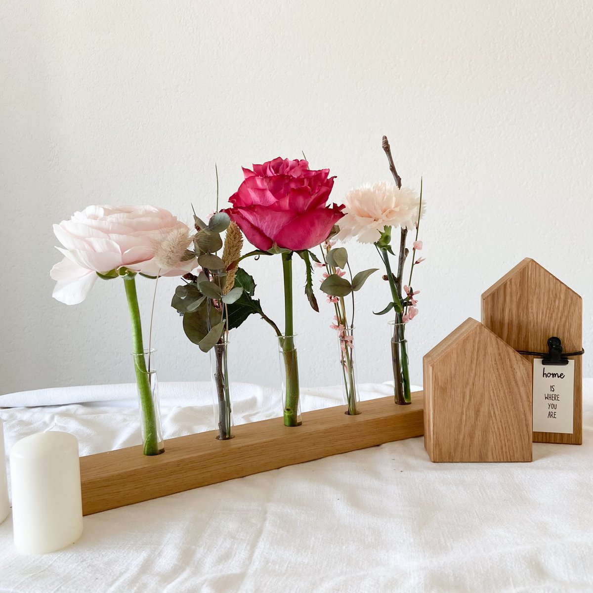 minimalistische Blumenwiese - 3 Varianten - inkl. Glasröhrchen - Eiche