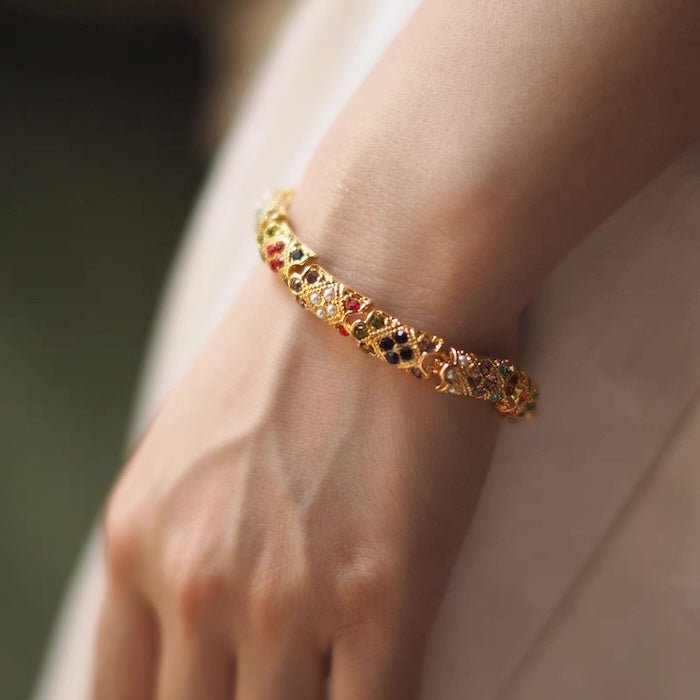 Vintage inspireret blændende kalejdoskop armbånd-16 cm lang