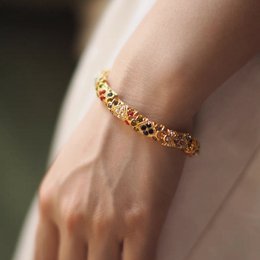 Vintage inspireret blændende kalejdoskop armbånd-16 cm lang